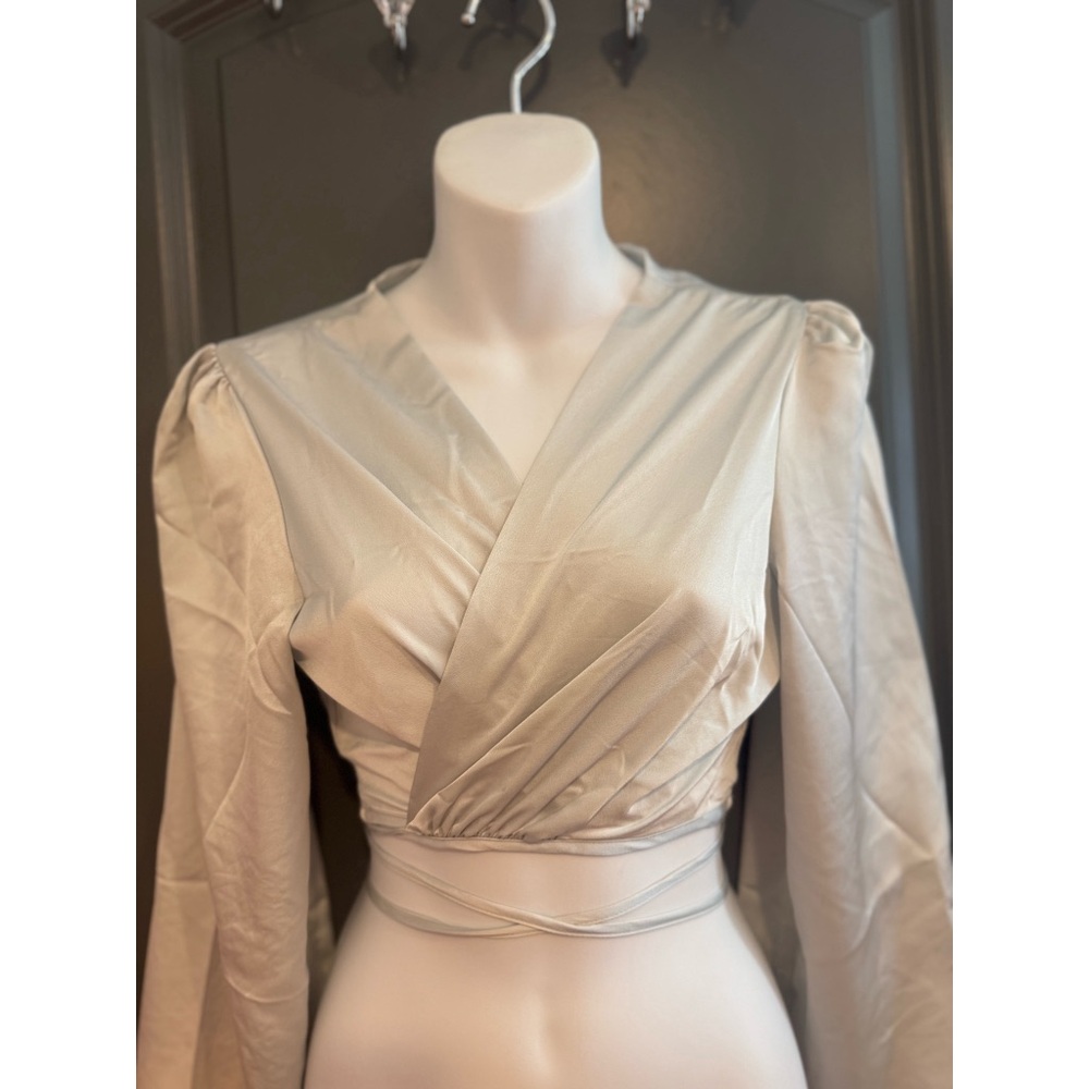 Chic Cream Wrap Blouse